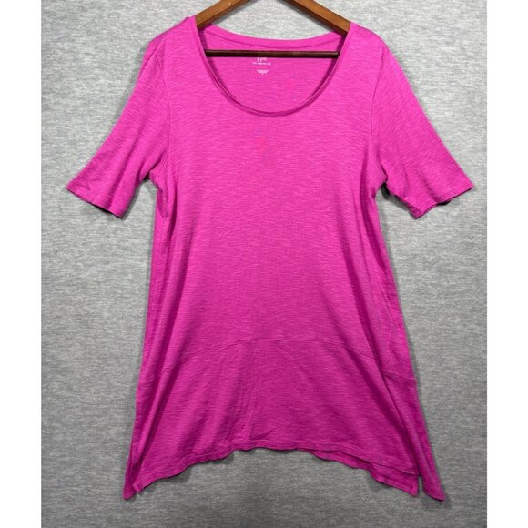 J Jill Womens Shirt M Pima Dipped Hem Tunic Pink Casual - Picture 1 of 5